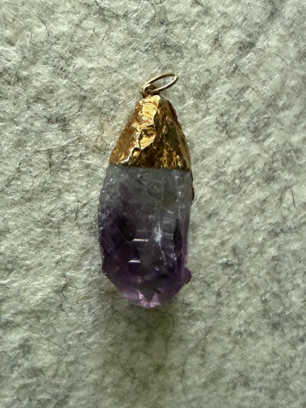 Raw Amethyst Crystal Pendant Gold Dipped Natural Purple Healing Necklace Charm
